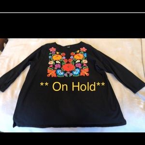 Sabaku Huipil Black 3/4 Length Ladies Shirt